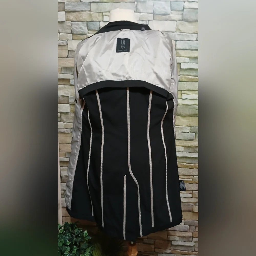 Like New L8 Medium Womens Classic Black Trench Coat - Picture 3 of 7